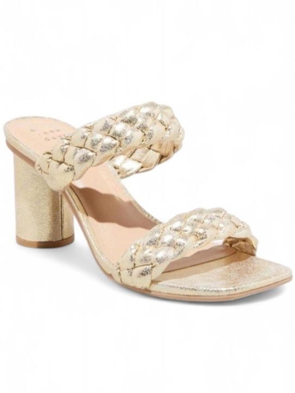 a new day Braided Metallic Gold Block Heel Mule